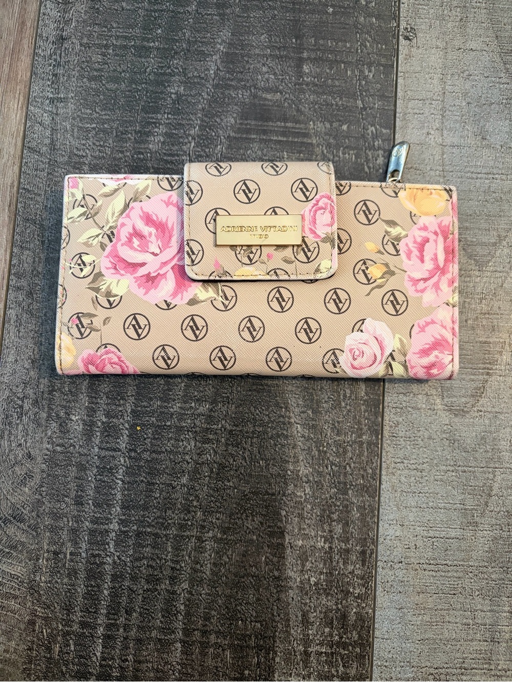 Adrienne Vittadini Studio Floral Monogram Checkbook Wallet Organizer
